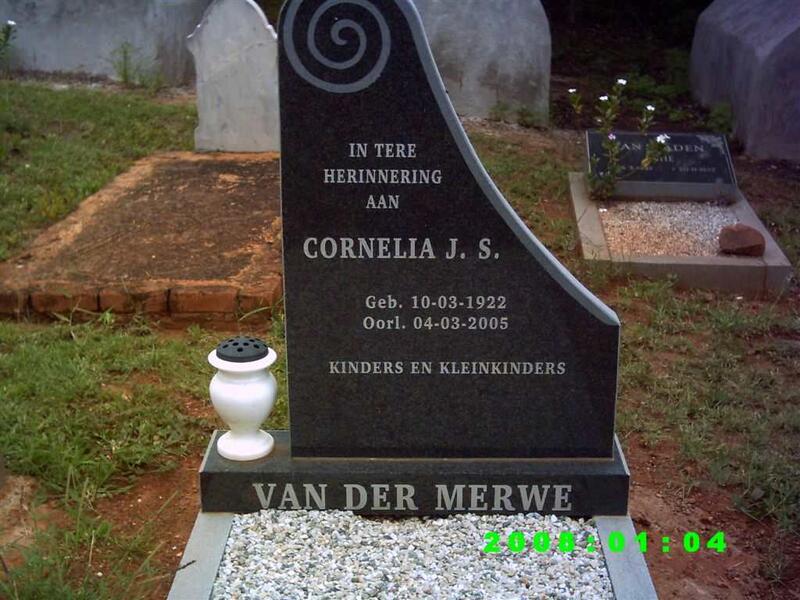 MERWE Cornelia J.S., van der 1922-2005
