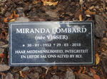 LOMBARD Miranda nee VISSER 1952-2018