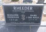 RHEEDER Benjamin Fredeman 1945-2000 & Isabel ROUX 1941-
