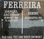 FERREIRA, Daniël Jacobus 1947-2018 & Irene 1951-