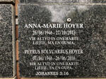 HOYER Petrus Bolycarbus 1946-2016 & Anna-Marie 1946-2013