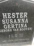HATTINGH Hester Susanna Gertina nee VAN ROOYEN 1925-2010