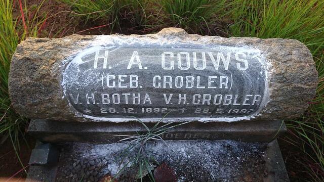 GOUWS H.A. voorheen BOTHA voorheen GROBLER 1892-1982