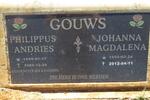 GOUWS Philippus Andries 1959-2005 & Johanna Magdalena 1950-2012