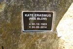 ERASMUS Kate nee BLOM 1923-2014