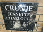 CRONJE Jeanette Charlotte 1970-2012