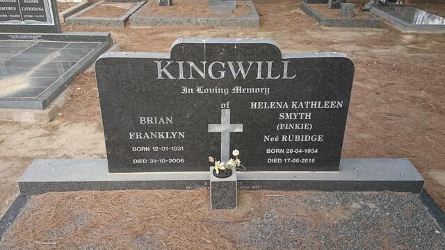 KINGWILL Brian Franklyn 1931-2006 & Helena Kathleen Smyth RUBIDGE 1934-2016