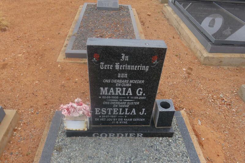 CORDIER Maria G. 1930-2003 :: CORDIER Estella J. 1957-