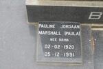 MARSHALL Pauline Jordaan nee BRINK 1920-1991