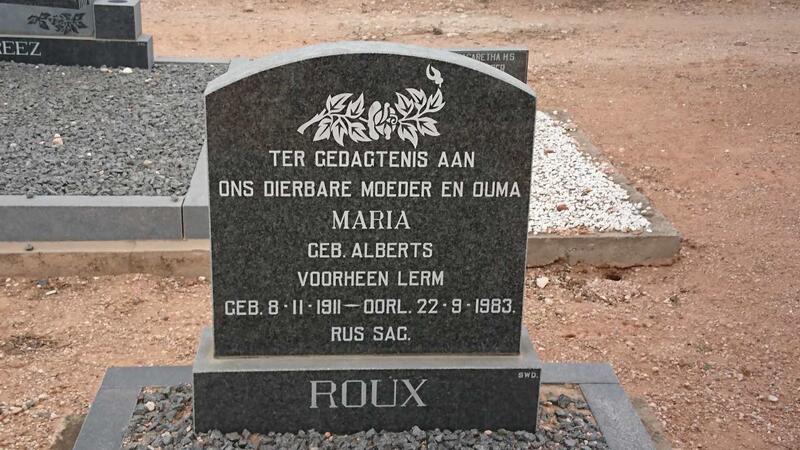 ROUX Maria formerly LERM nee ALBERTS 1911-1983