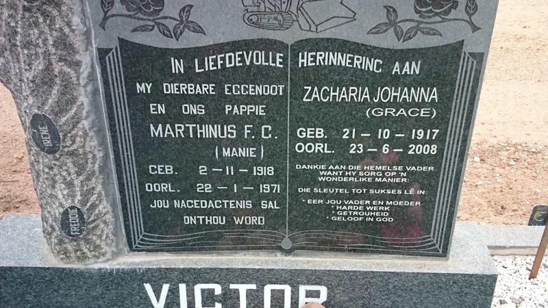 VICTOR Marthinus F.G. 1918-1971 & Zacharia Johanna 1917-2008
