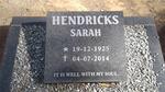 HENDRICKS Sarah 1925-2014
