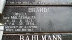 BRANDT Ursula nee MOLDENHAUER 1932-1994