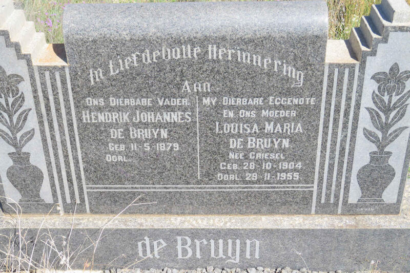 BRUYN Hendrik Johannes, de 1879- & Louisa Maria GRIESEL 1904-1955