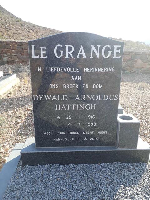 GRANGE Dewald Arnoldus Hattingh, le 1916-1999