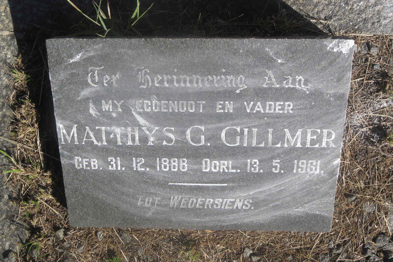 GILLMER Matthys G. 1888-1961