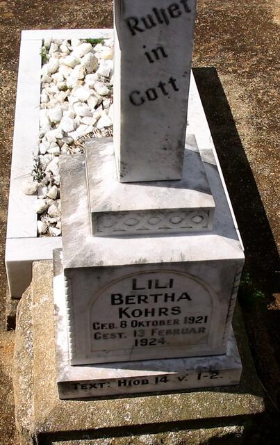 KOHRS Lili Bertha 1921-1924