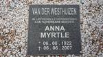 WESTHUIZEN Hendrik C., van der 1918-1980 & Anna Myrtle 1922-2007