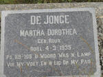 JONGE Martha Dorothea, de nee ROUX -1935