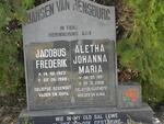 RENSBURG Jacobus Frederik, Jansen van 1923-1998 & Aletha Johanna Maria 1921-2008