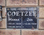 COETZEE Jan 1939- & Hanna 1939-2015