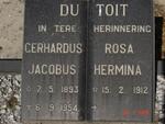 TOIT Gerhardus Jacobus, du 1893-1059 & Rosa Hermina 1912-