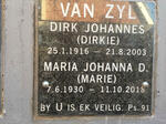 ZYL Dirk Johannes, van 1916-2003 & Maria Johanna D. 1930-2018