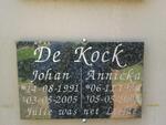 KOCK Annicka, de 1989-2005 :: DE KOCK Johann 1991-2005