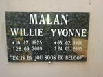 MALAN Willie 1925-2009 & Yvonne 1930-2005