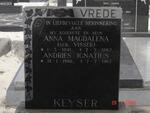 KEYSER Anna Magdalena nee VISSER 1941-1967 :: KEYSER Andries Ignatius  1966-1967