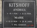 KITSHOFF Andries 1924-1984 & Marie 1924-2003