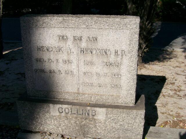 COLLINS Hendrik A. 1869-1941 & Hendrina H.D. DUMAS 1866-1949