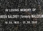 BALDREY Doreen formerly MALCOLM 1920-2010