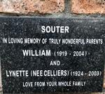 SOUTER William 1919-2004 & Lynette CELLIERS 1924-2003