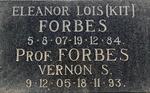 FORBES Vernon S. 1905-1993 & Eleanor Lois 1907-1984