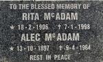 McADAM Alec 1897-1984 & Rita 1906-1998