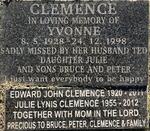 CLEMENCE Edward John 1920-2011 & Yvonne 1928-1998 :: CLEMENCE Julie Lynis 1955-2012