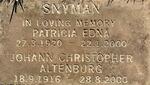 SNYMAN Johann Christopher Altenburg 1916-2000 & Patricia Edna 1920-2000