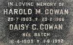 COWAN Harold M. 1903-1986 & Daisy C. BATCH 1903-1992