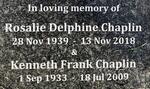 CHAPLIN Kenneth Frank 1933-2009 & Rosalie Delphine 1939-2018