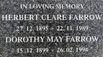 FARROW Herbert Clare 1895-1989 & Dorothy May 1899-1994