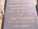 HEERDEN Jan Francois, van 1928-2010 & Johanna Maria GERBER 1918-2003