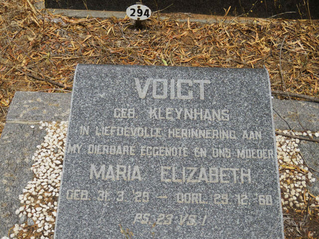 VOIGT Maria Elizabeth nee KLEYNHANS 1929-1960