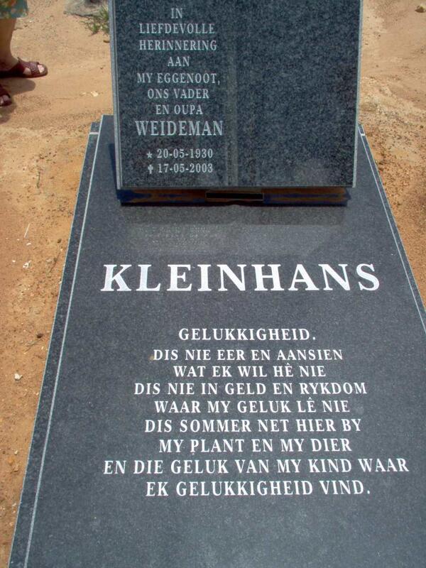 KLEINHANS Weideman 1930-2003