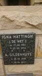 GILDENHUYS A. 1938-2017 :: HATTINGH Igna nee DE WET 1961-2014