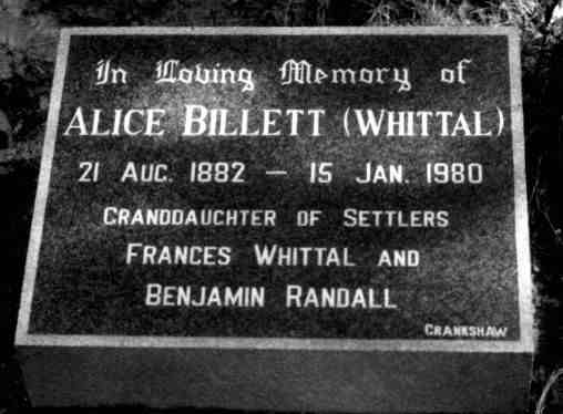 BILLETT Alice nee WHITTAL 1882-1980