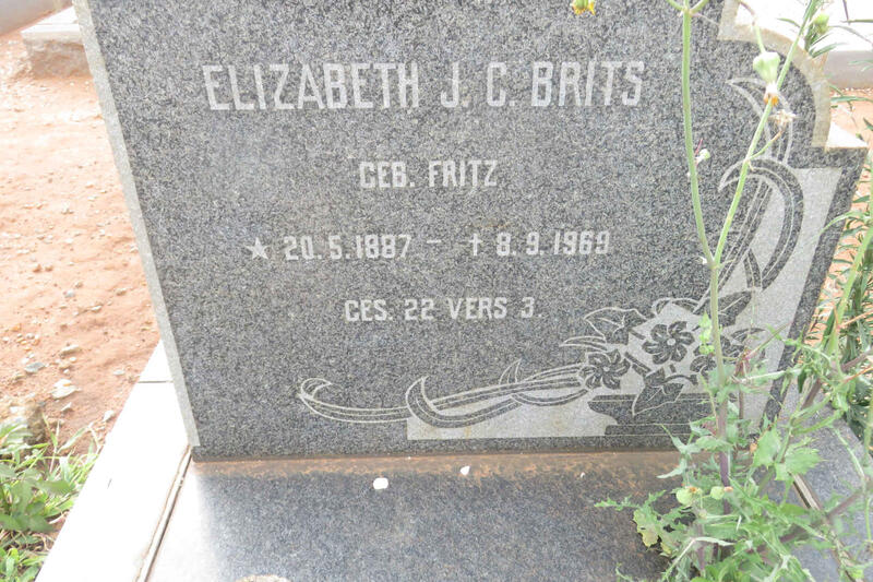 BRITS Elizabeth J.C. nee FRITZ 1887-1969