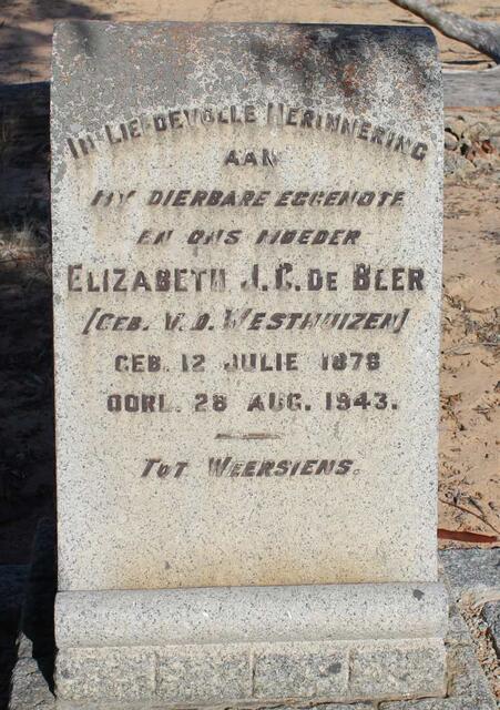 BEER Elizabeth J.C., de nee v.d. WESTHUIZEN 1878-1943
