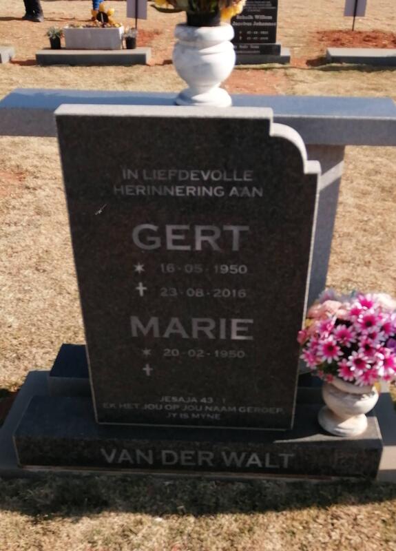 WALT Gert, van der 1950-2016 & Marie 1950-