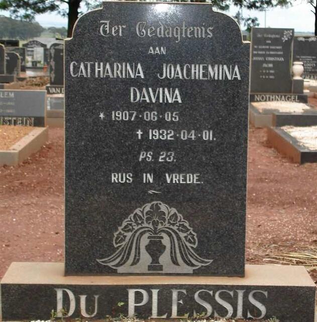 PLESSIS Catharina Joachemina Davina, du 1907-1932
